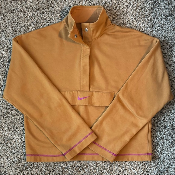 Nike Tops - Nike Women's Swoosh Fleece Snap Buttons Pullover Sweatshirt Top Size Small